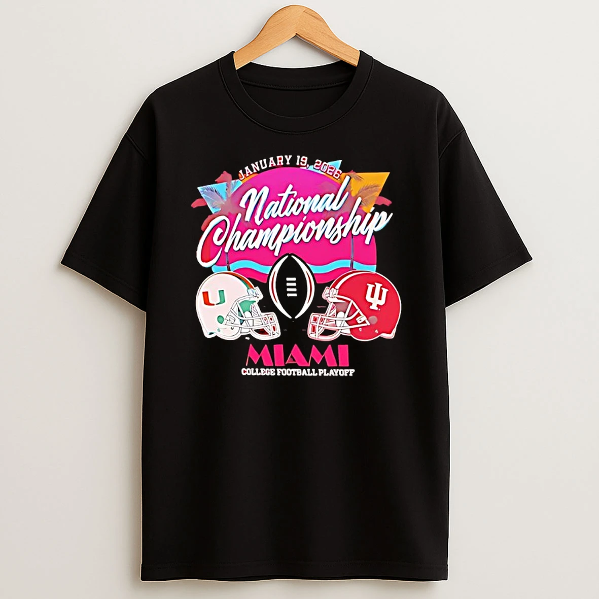 Indiana Vs Miami 2026 Cfp National Championship Bound Sunset T Shirt
