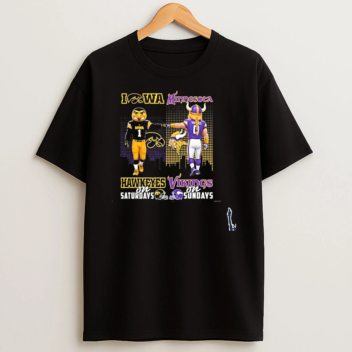 Iowa Hawkeyes On Saturdays And Minnesota Vikings On Sundays Mascot T Shirt
