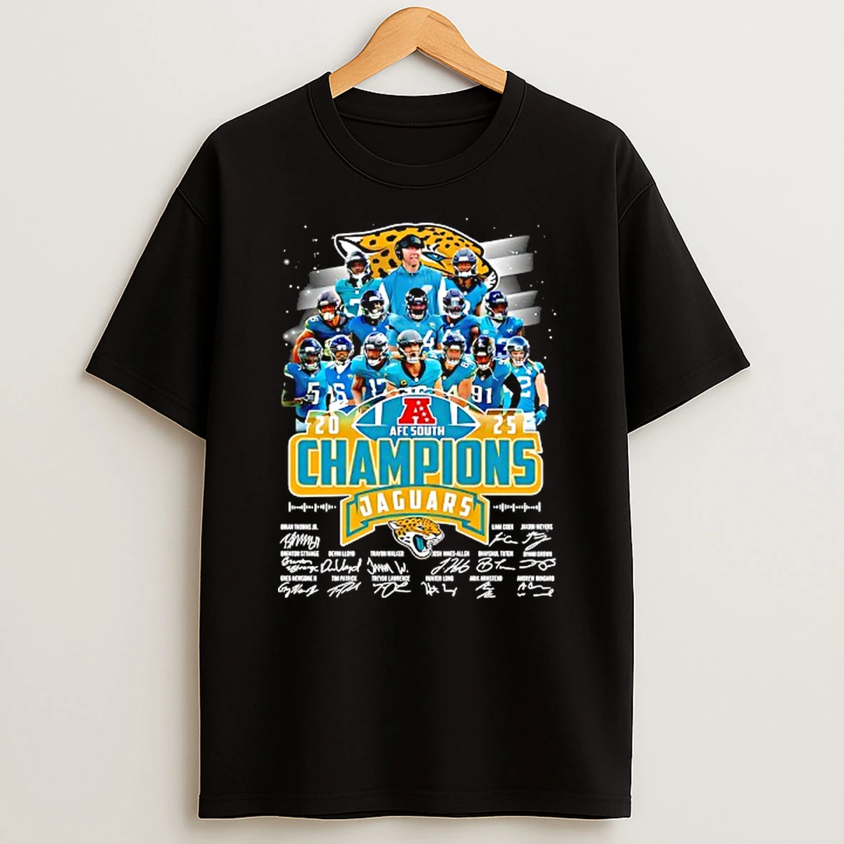 Jacksonville Jaguars Afc North Division Champions 2025 Players Signature T Shirt