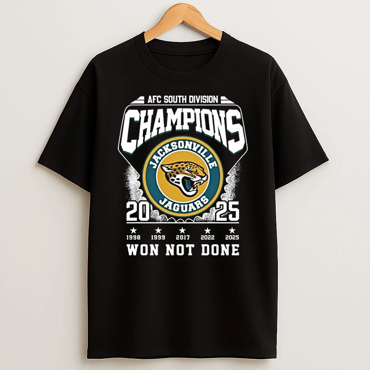 Jacksonville Jaguars Afc South Division Champions Won Not Done 1998 2025 Logo T Shirt