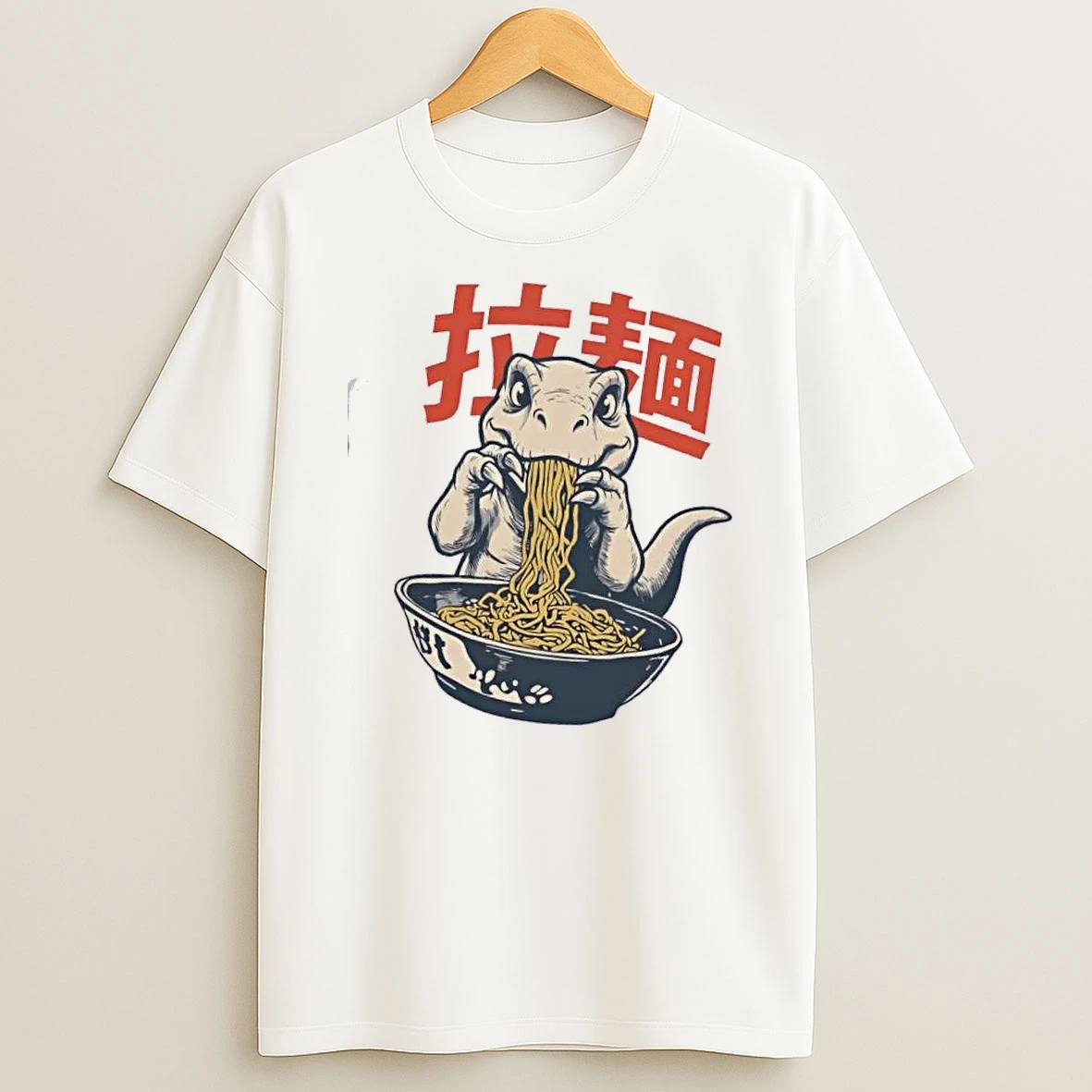 Japanese Dinosaur T Rex Eat Ramen T Shirt
