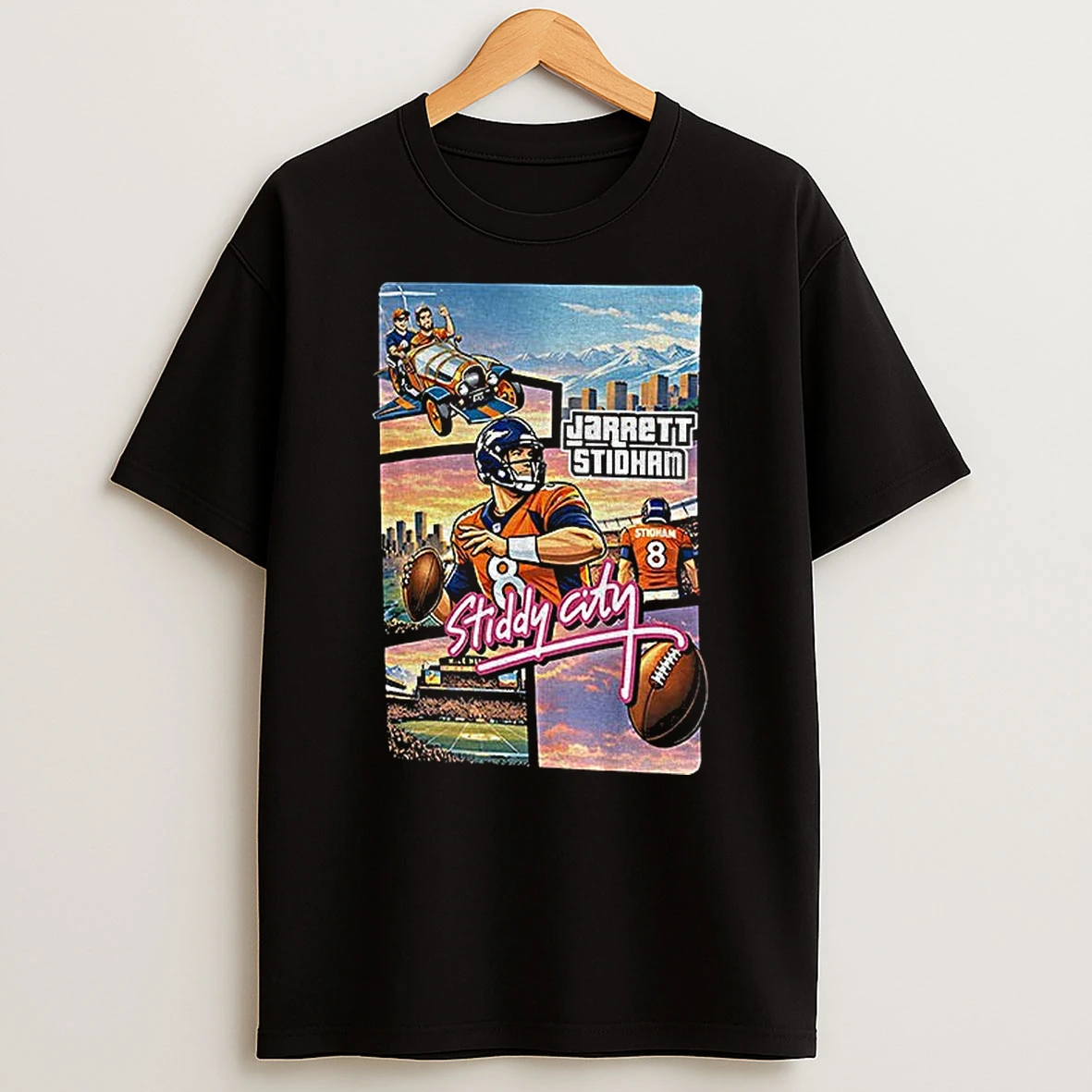 Jarrett Stidham Denver Broncos Football Stiddy City Grand Theft Auto Games T Shirt