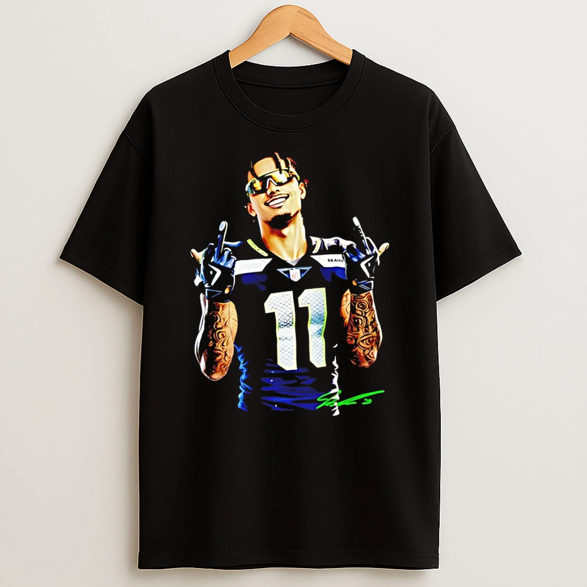 Jaxon Smith Njigba Middle Finger Seattle Seahawks Football Nfc Signature T Shirt