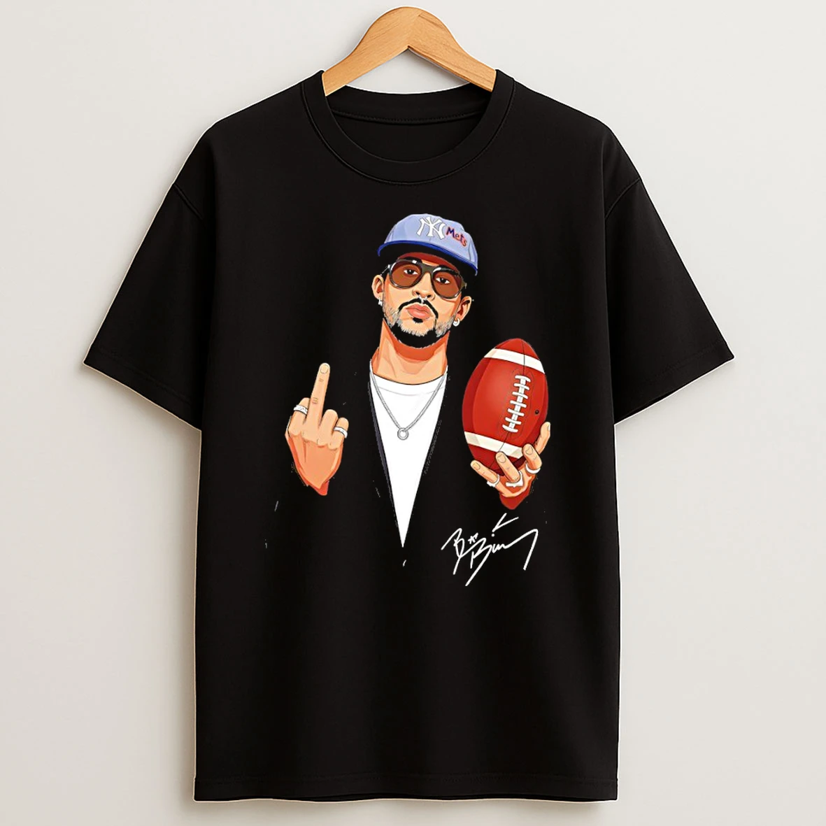 Jdkbnyv8 Bad Bunny Middle Finger Im Here For The Benito Bowl Lx 2026 Signature T Shirt
