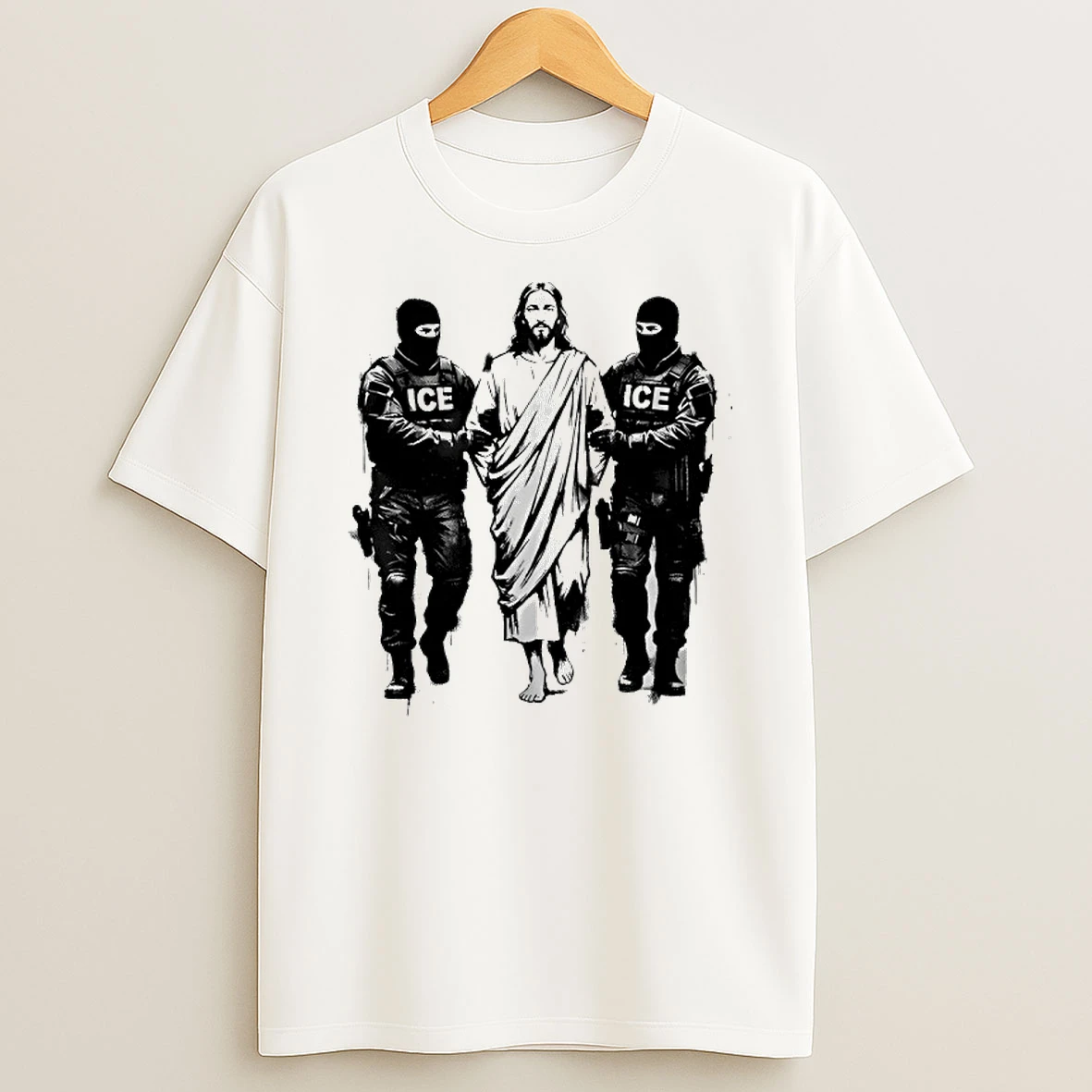 Jesus Arrested Parody Anti Ice Sarcastic T Shirt