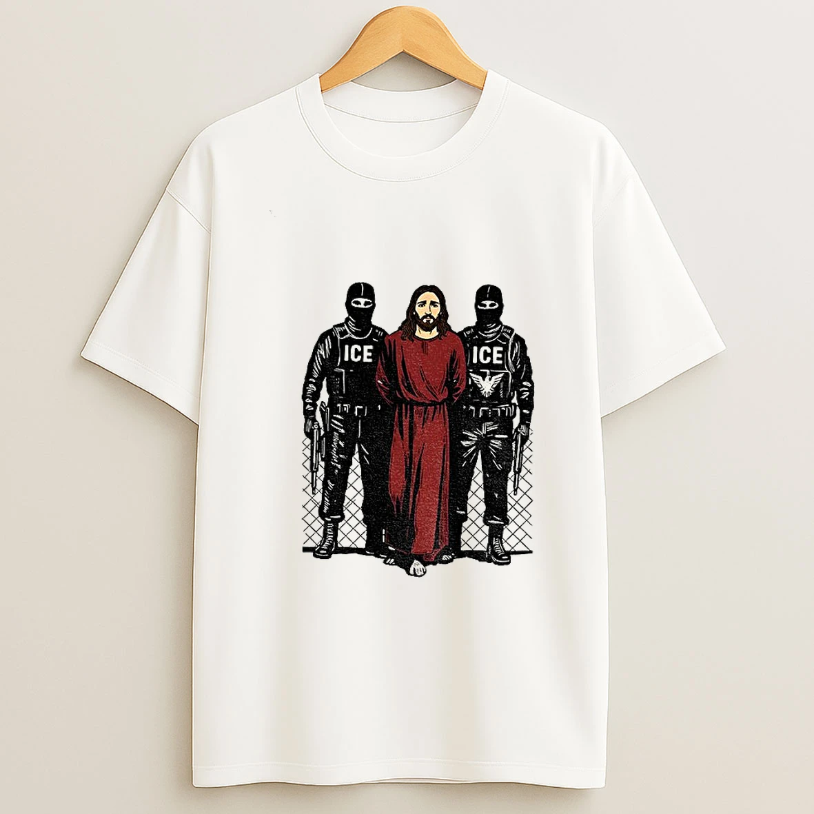 Jesus Arrested By Ice Anti Ice Political Christian Protest T Shirt