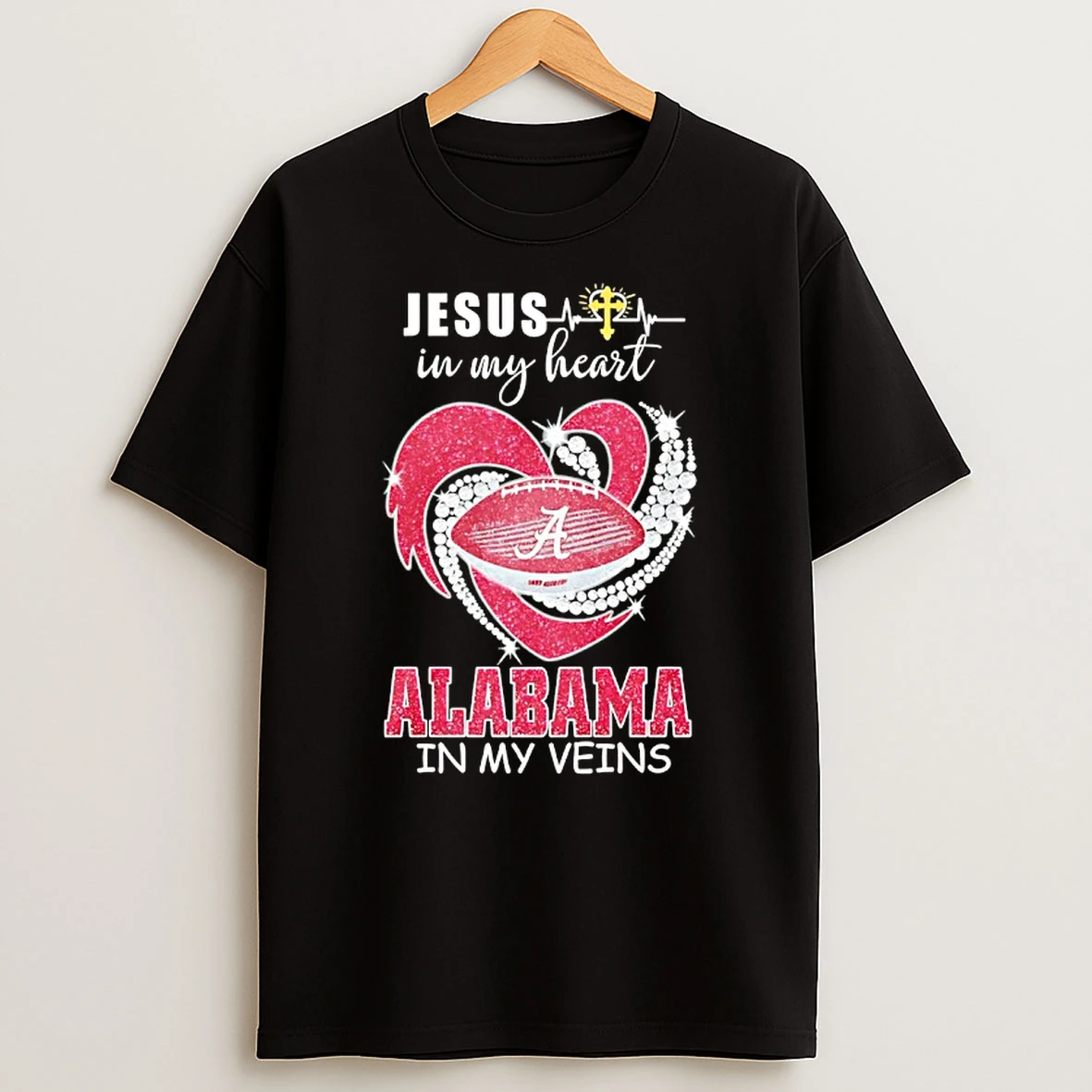 Jesus In My Heart Alabama Crimson Tide In My Veins Logo Team T Shirt