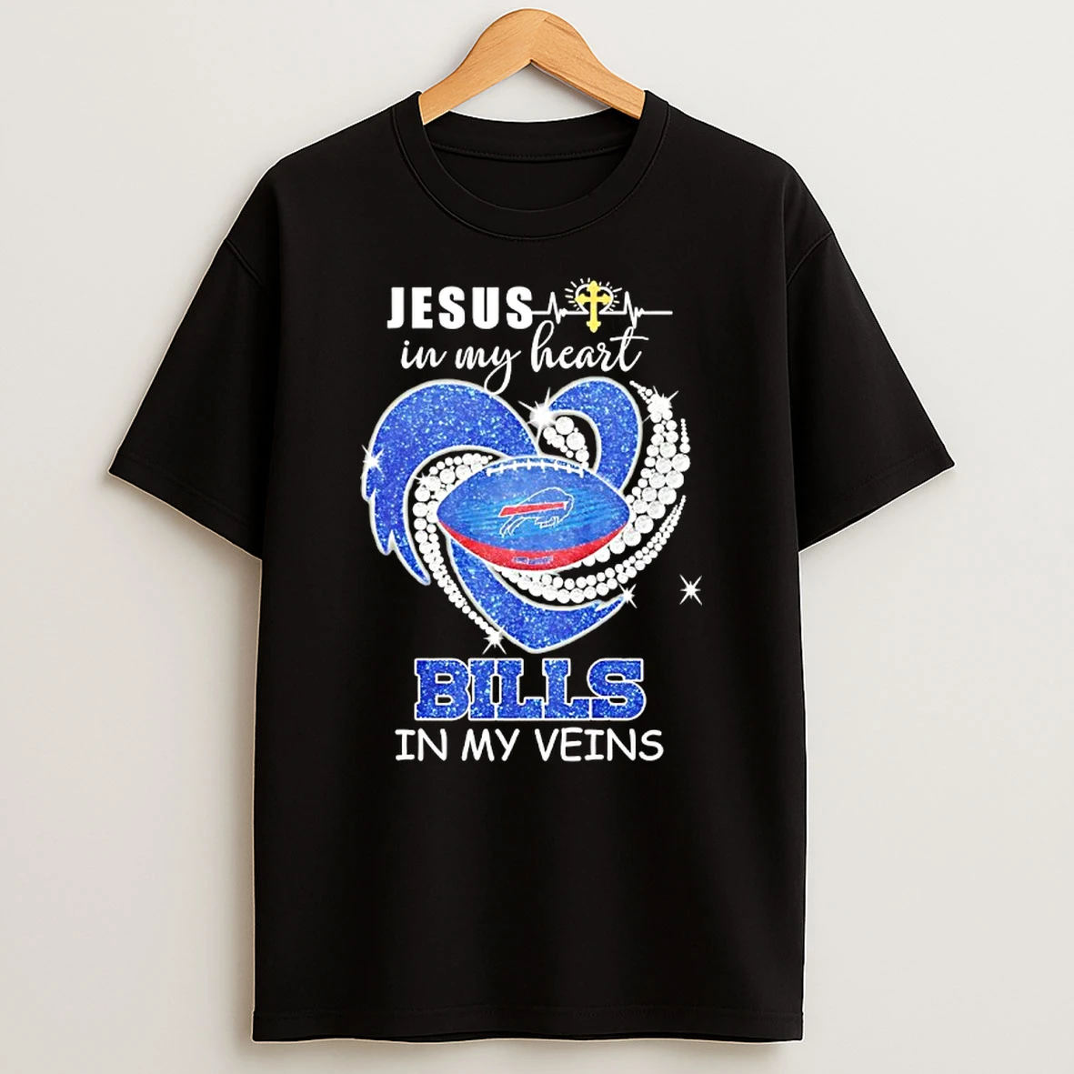 Jesus In My Heart Buffalo Bills In My Veins Logo Team T Shirt