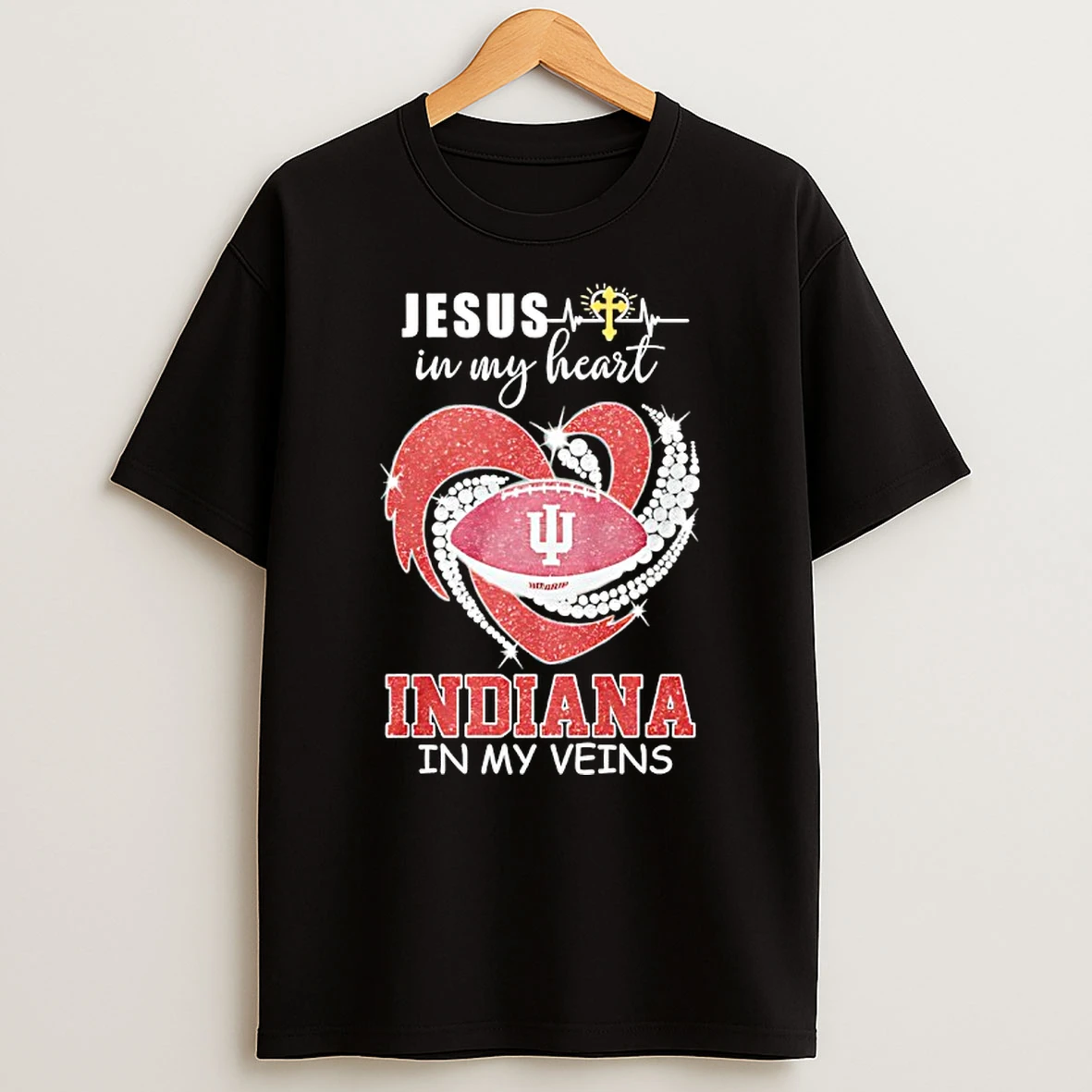 Jesus In My Heart Indiana Hoosiers In My Veins Logo Team T Shirt