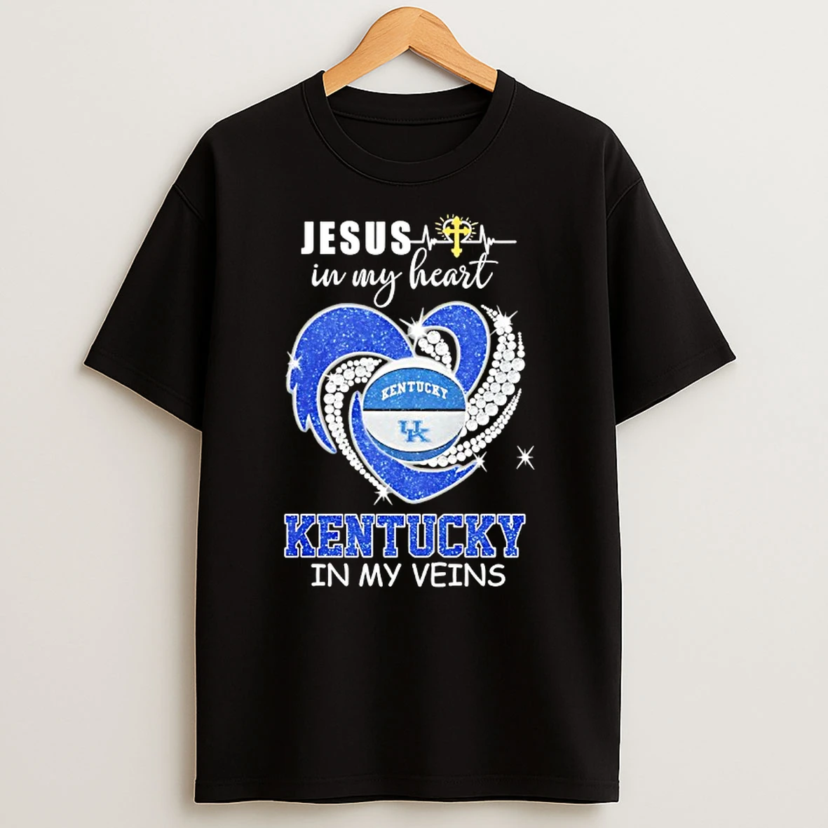 Jesus In My Heart Kentucky Wildcats In My Veins Logo Team T Shirt