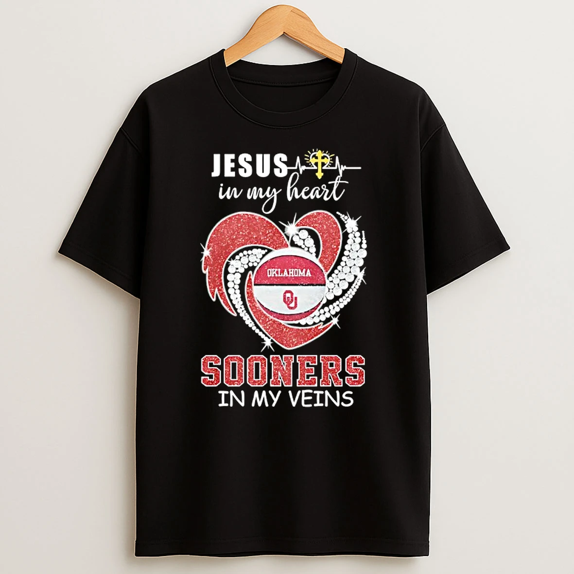 Jesus In My Heart Oklahoma Sooners In My Veins Logo Team T Shirt
