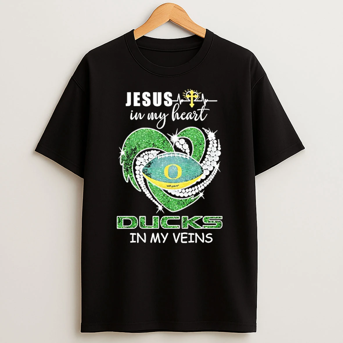 Jesus In My Heart Oregon Ducks In My Veins Logo Team T Shirt