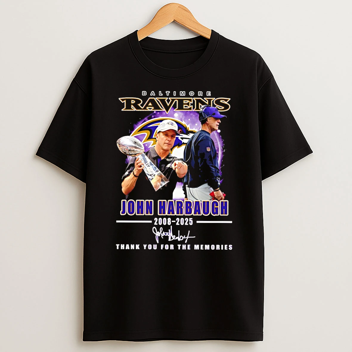 John Harbaugh Thank You For The Memories Ravens Coach Signature T Shirt