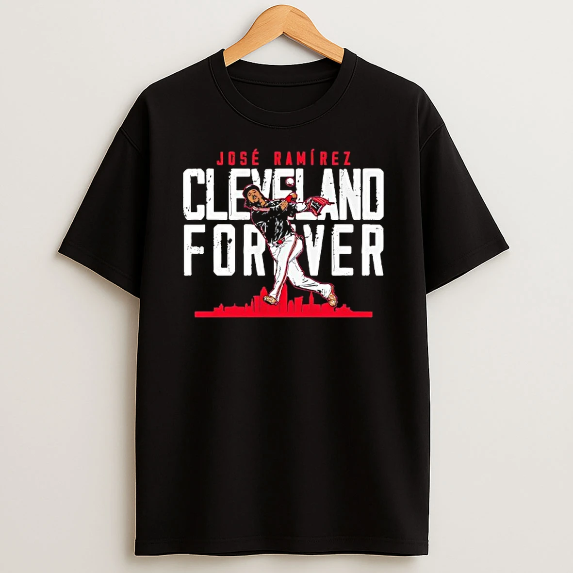 Jose Ramirez Cleveland Forever Cleveland Guardians Baseball Skyline T Shirt