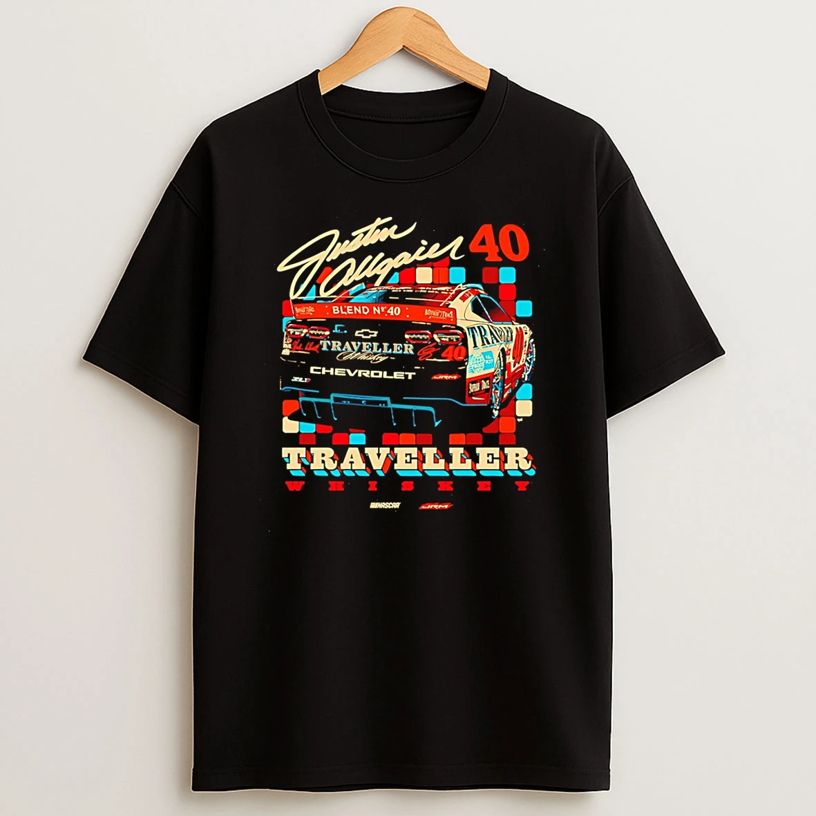 Justin Allgaier Jr Traveller Whiskey 40 Motorsports Logo T Shirt