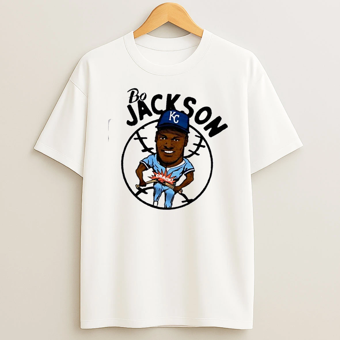 Kansas City Royals Bo Jackson Crack Caricature T Shirt