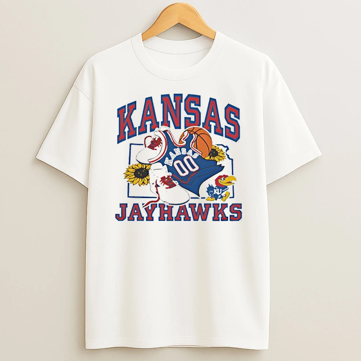 Kansas Jayhawks Sunflower Ringer T Shirt