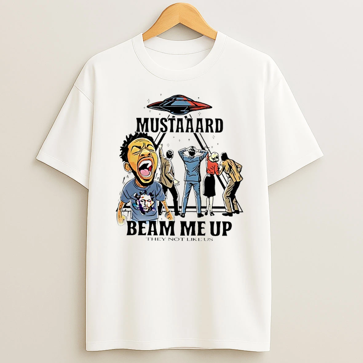 Kendrick Lamar Ufo Mustaaard Beam Me Up They Not Like Us T Shirt