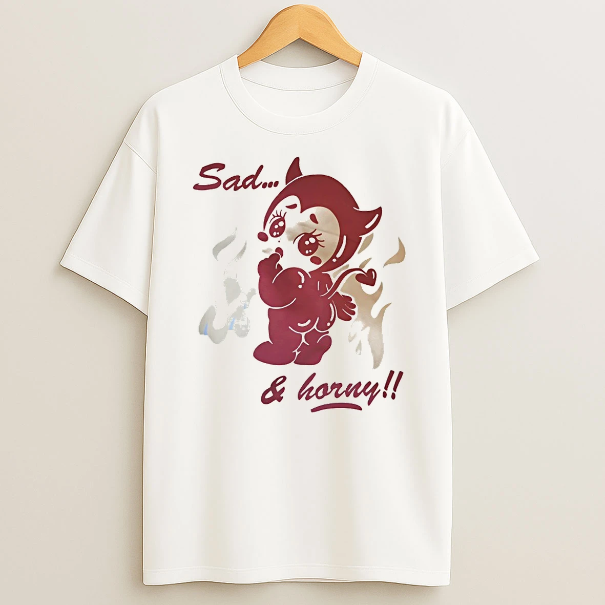 Kewpie Baby Devil Cupid Love Sad And Horny Valentines Day T Shirt