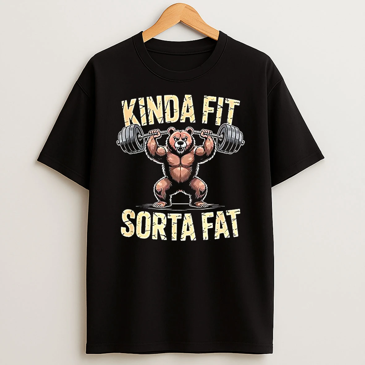 Kinda Fit Sorta Fat Bear Gym Weightlifting Workout T Shirt