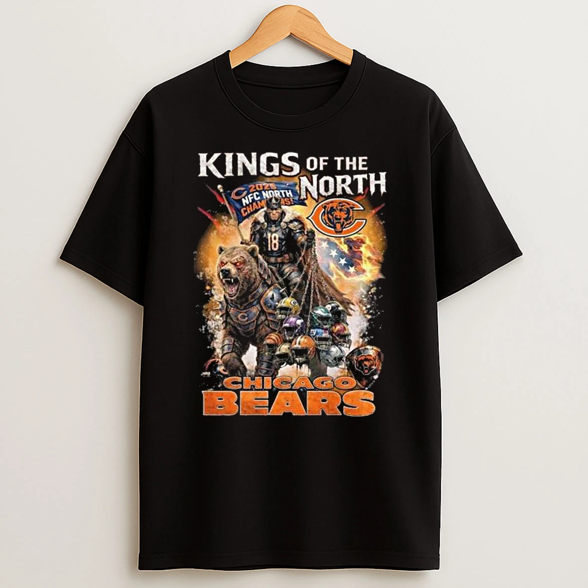 Kings Of The North 2025 Nfc North Champions Chicago Bears Mascot Vintage T Shirt