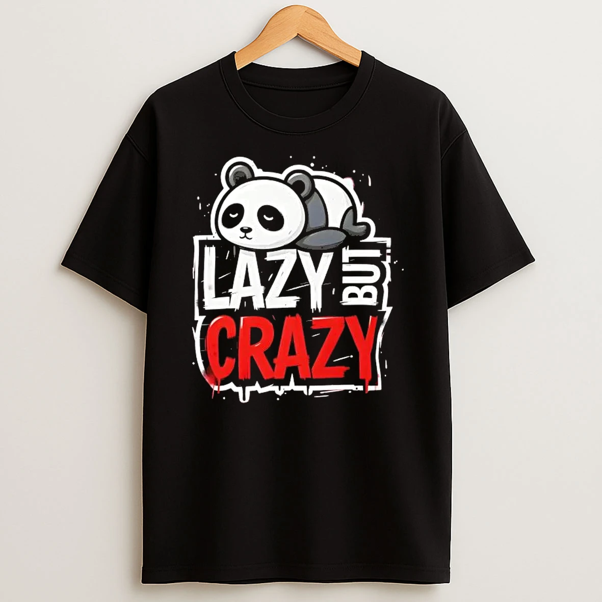 Lazy But Crazy Panda Cute Animal T Shirt