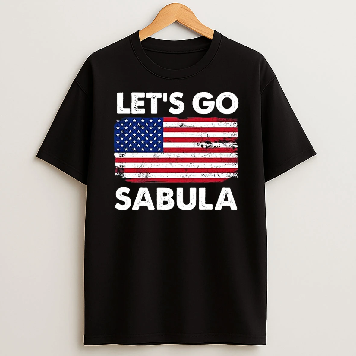 Lets Go Sabula American Flag Retro T Shirt