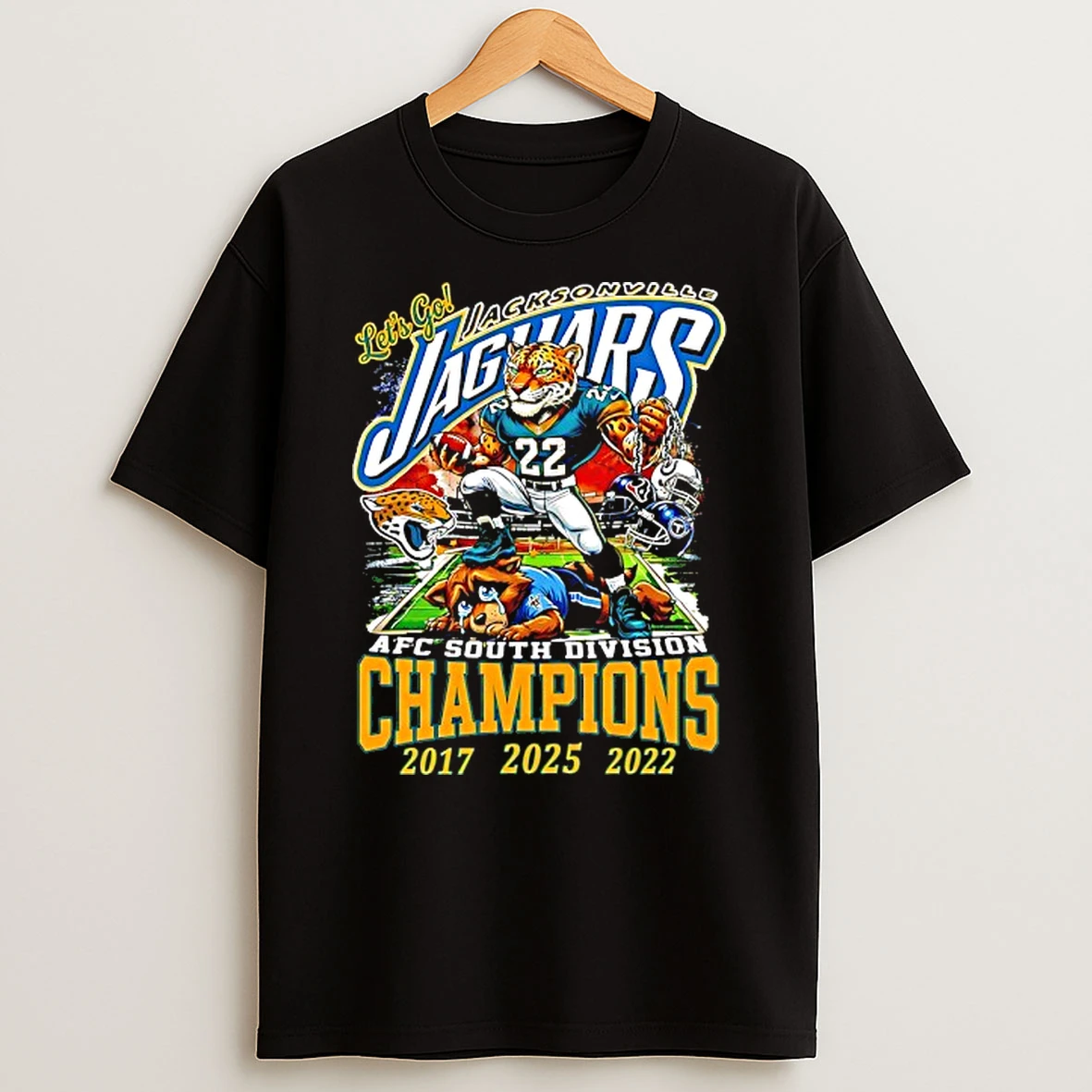 Lets Go Jacksonville Jaguars 2025 Afc South Champions Defeat Titans Mascot T Shirt