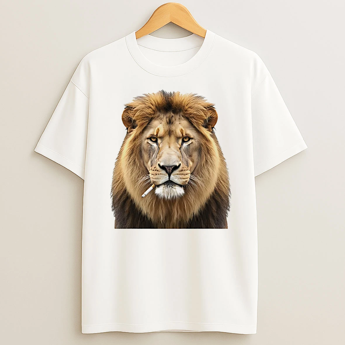 Lion Smoking Cigarette Funny T Shirt