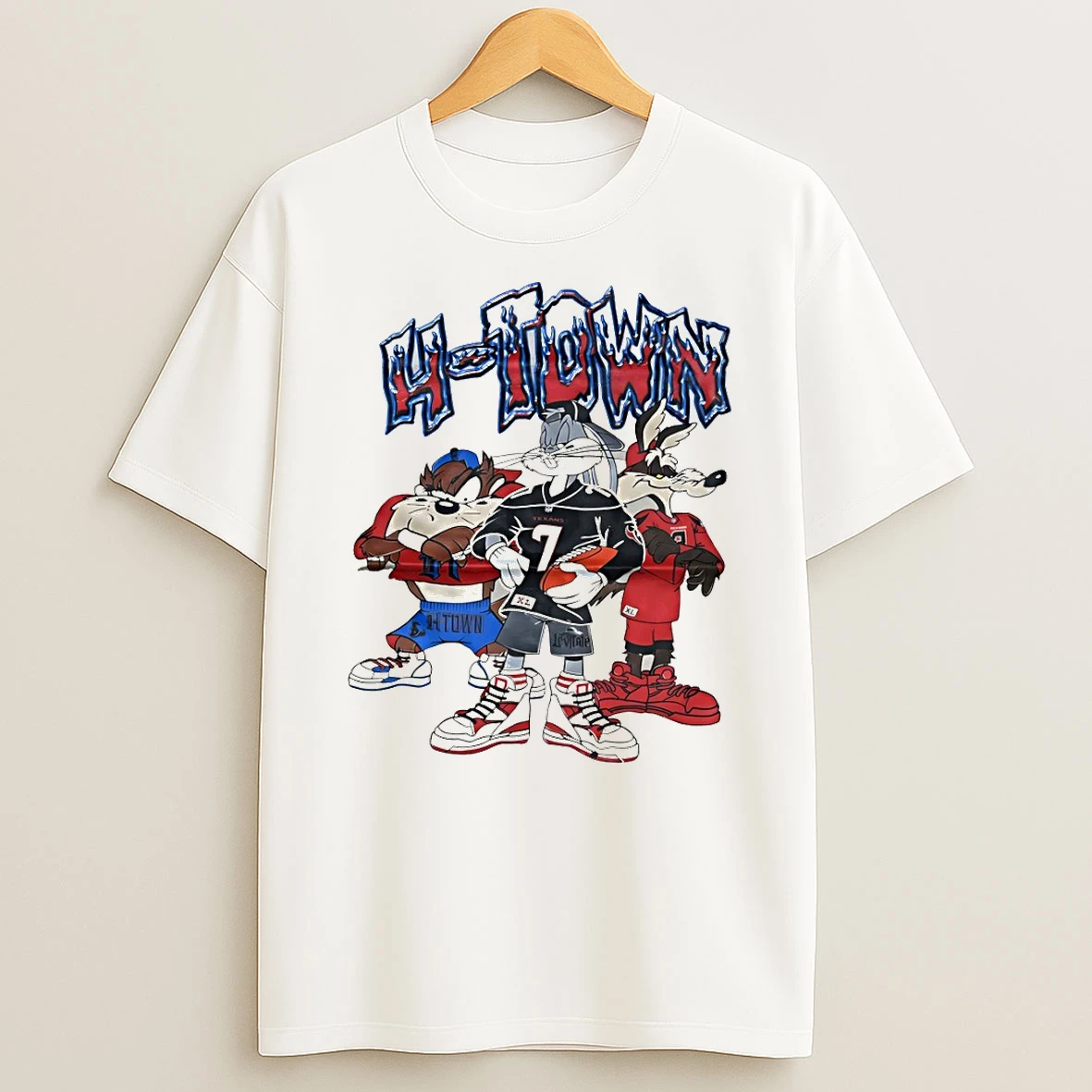 Looney Tunes X Houston Texans H Town Football Vintage T Shirt