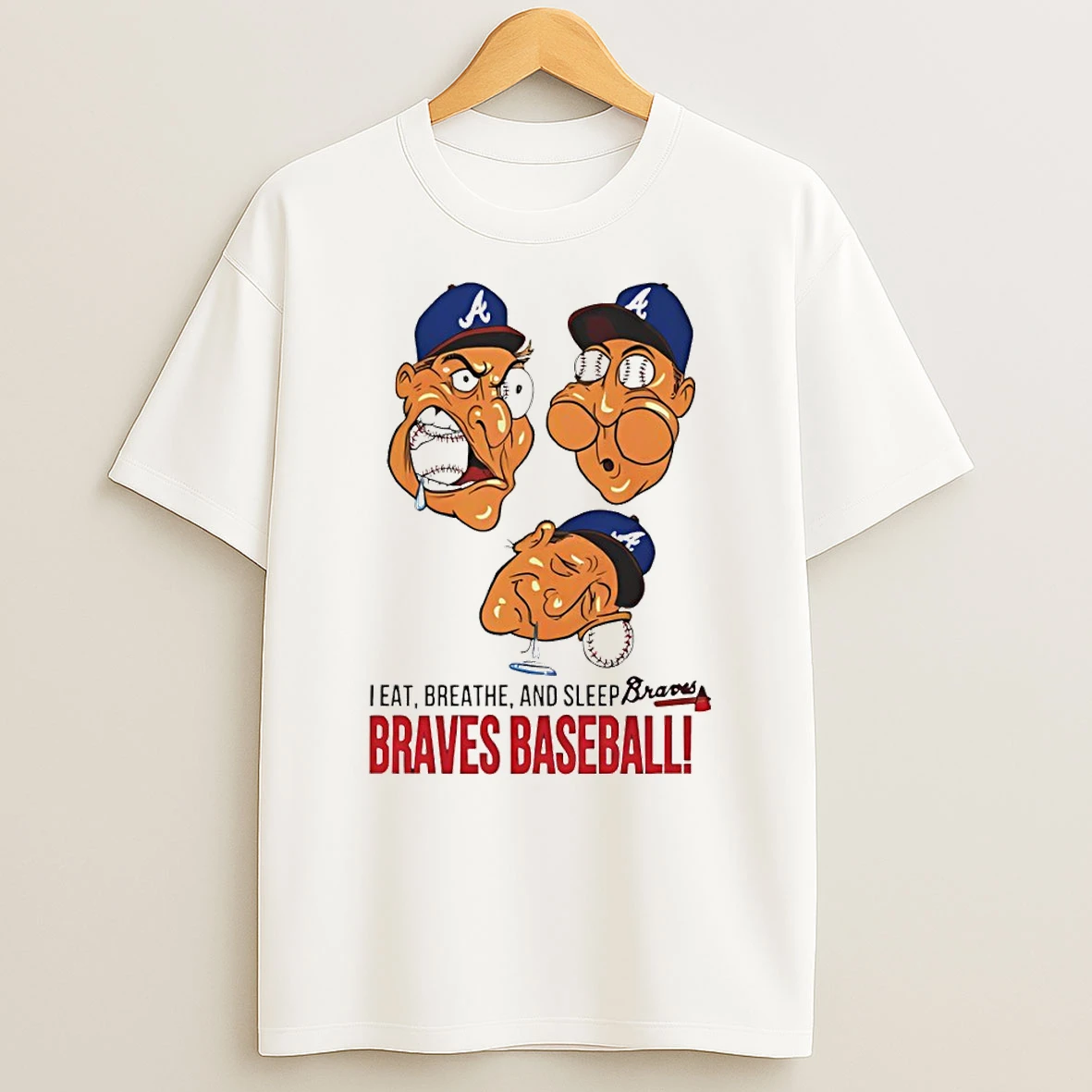 Los Angeles Dodgers Caricature I Eat Breathe And Sleep Braves Baseball T Shirt
