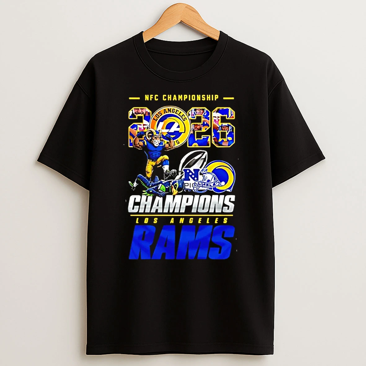 Los Angeles Rams Nfc Champions 2026 Super Bowl Mascot T Shirt