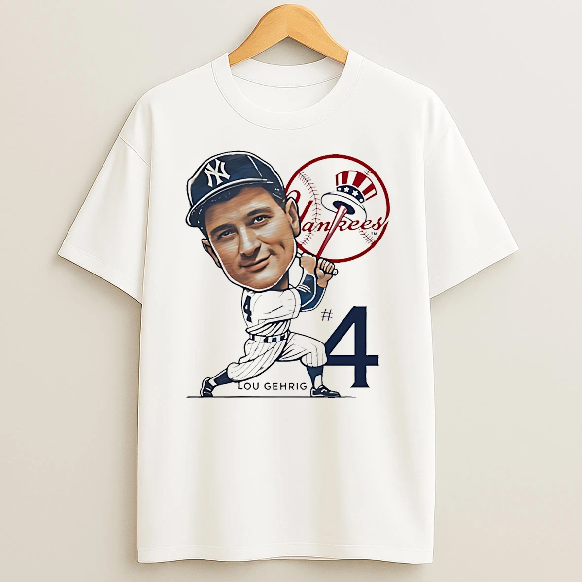 Lou Gehrig New York Yankees Legend Caricature T Shirt