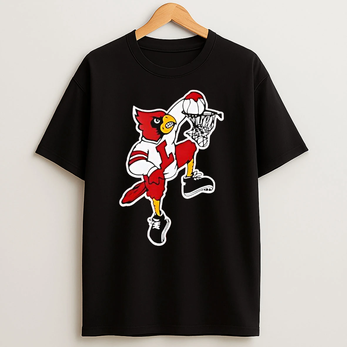 Louisville Cardinals Dunking Bird Basketball T Shirt