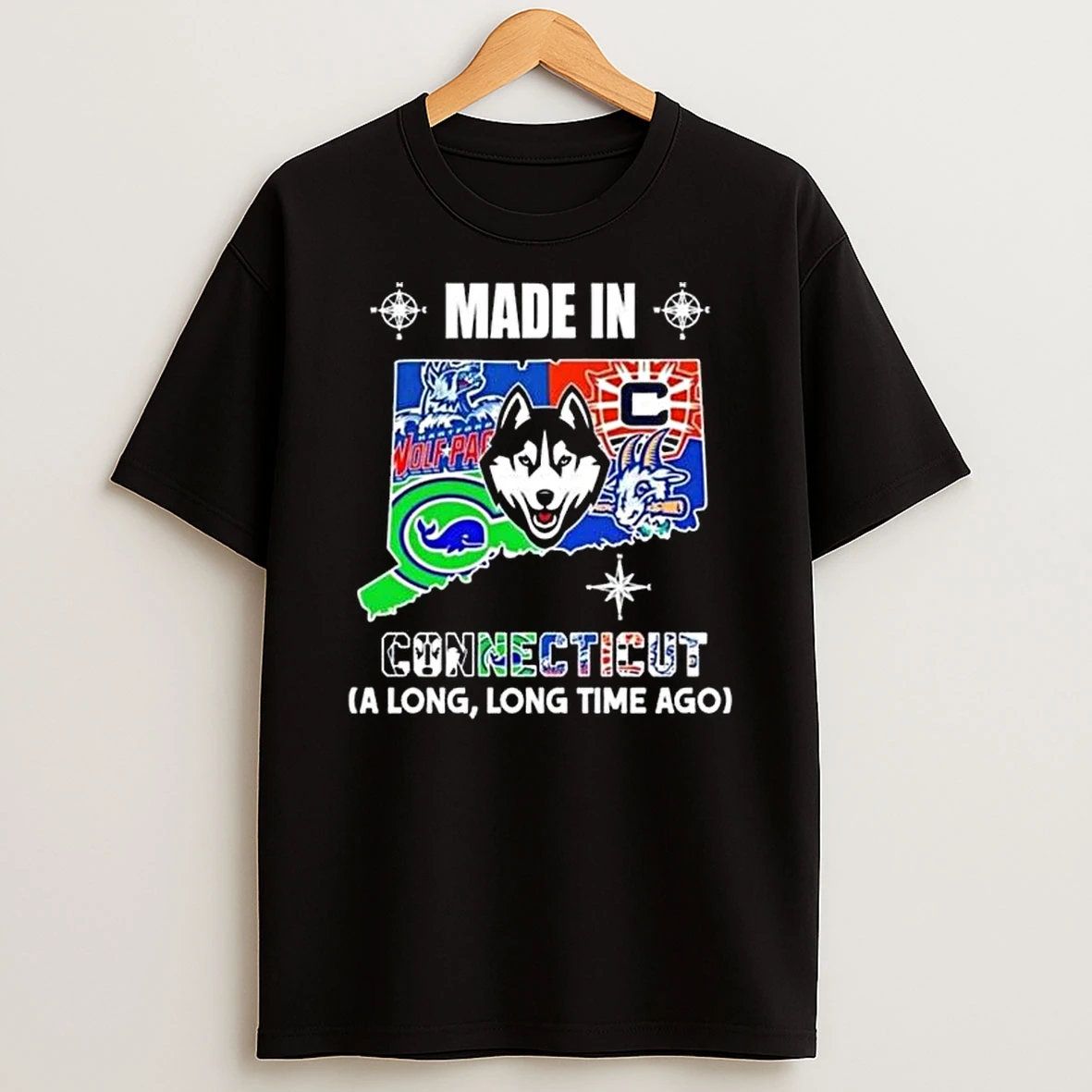 Made In Connecticut A Long Long Time Ago State Logo Map 2026 T Shirt