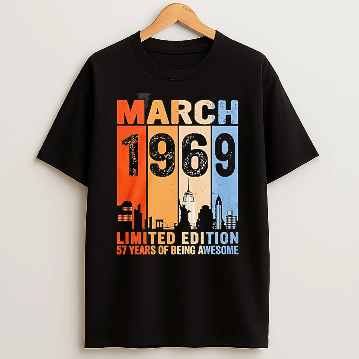 March 1969 Limited Edition 57 Years Of Being Awesome City Vintage T Shirt