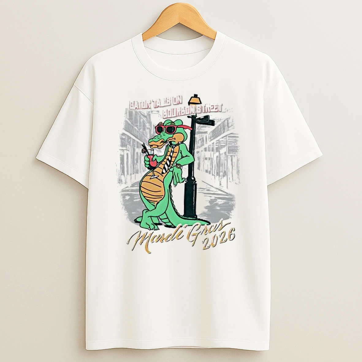 Mardi Gras 2026 Gator Tails On Bourbon Street T Shirt