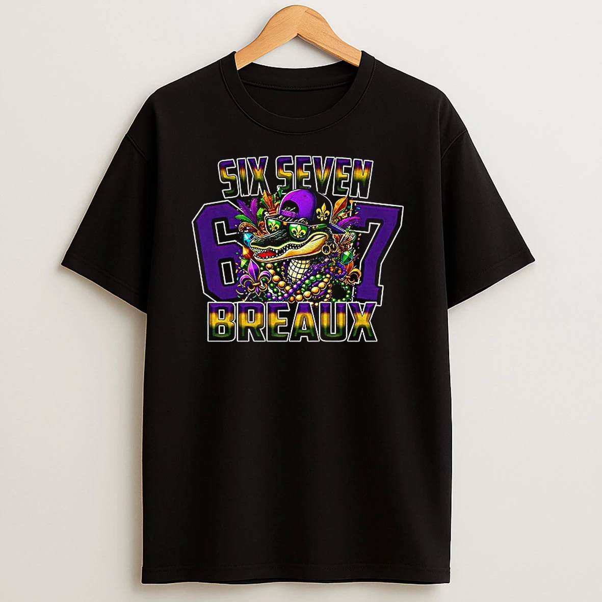 Mardi Gras Gator 6 7 Six Seven Breaux T Shirt