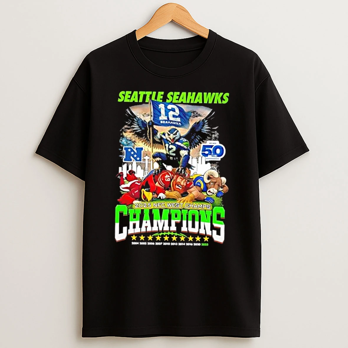 Mascots Seattle Seahawks Win 12 Nfc West Champs Champions All Times Graphic T Shirt