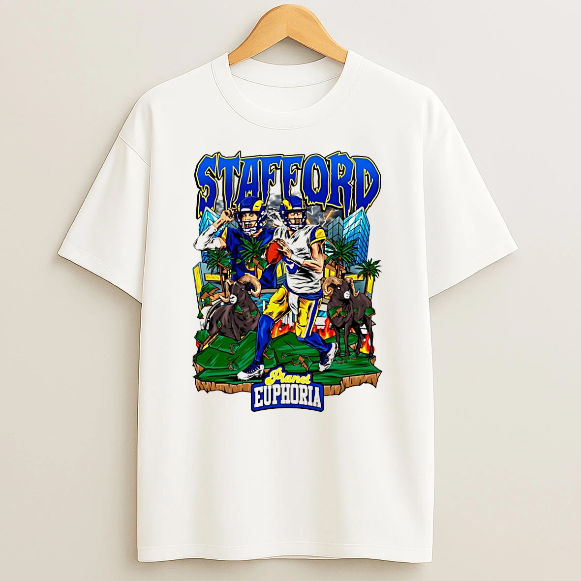 Matt Stafford Los Angeles Rams Hand Drawn Artwork T Shirt
