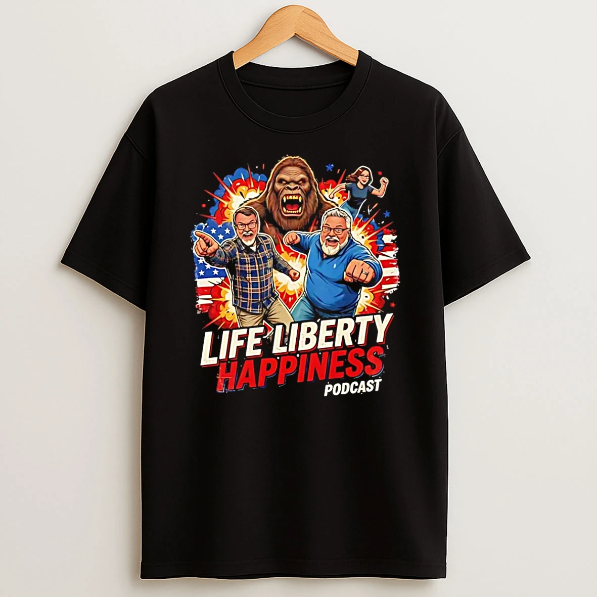 Media Squatch Life Liberty Happiness Bigfoot Team T Shirt