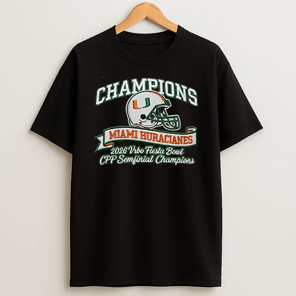Miami Hurricane Wins 2025 2026 Vrbo Fiesta Bowl Cfp Semifinal Champions Helmet T Shirt