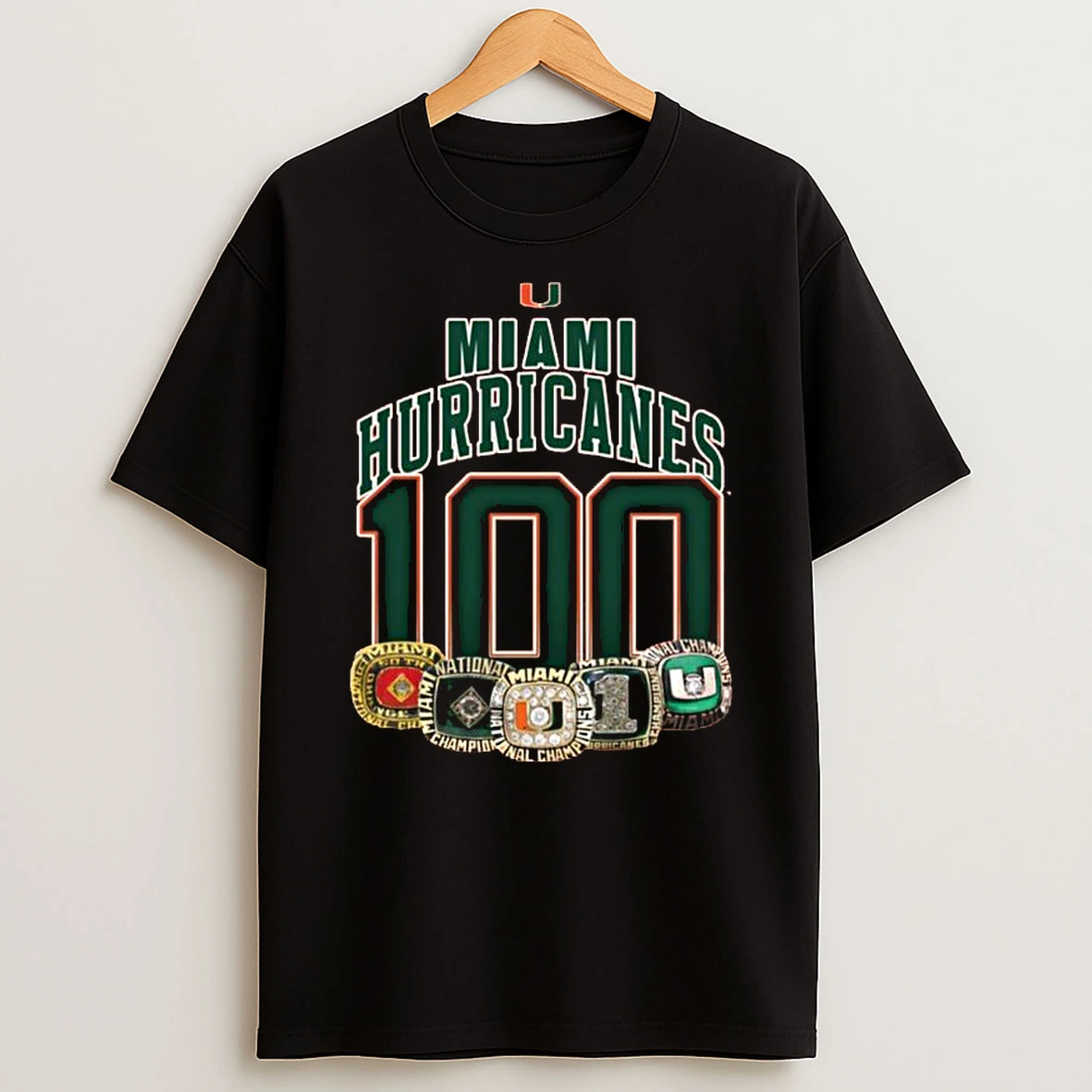 Miami Hurricanes 100 5 Ring T Shirt