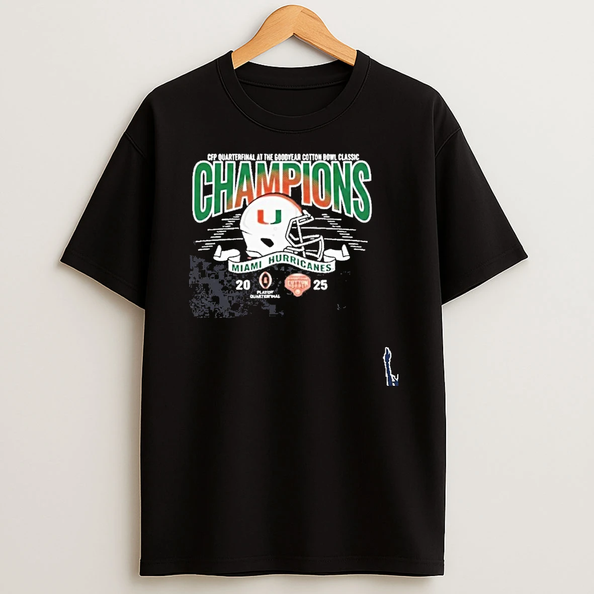 Miami Hurricanes 2025 Cfp Goodyear Cotton Bowl Champions Helmet T Shirt