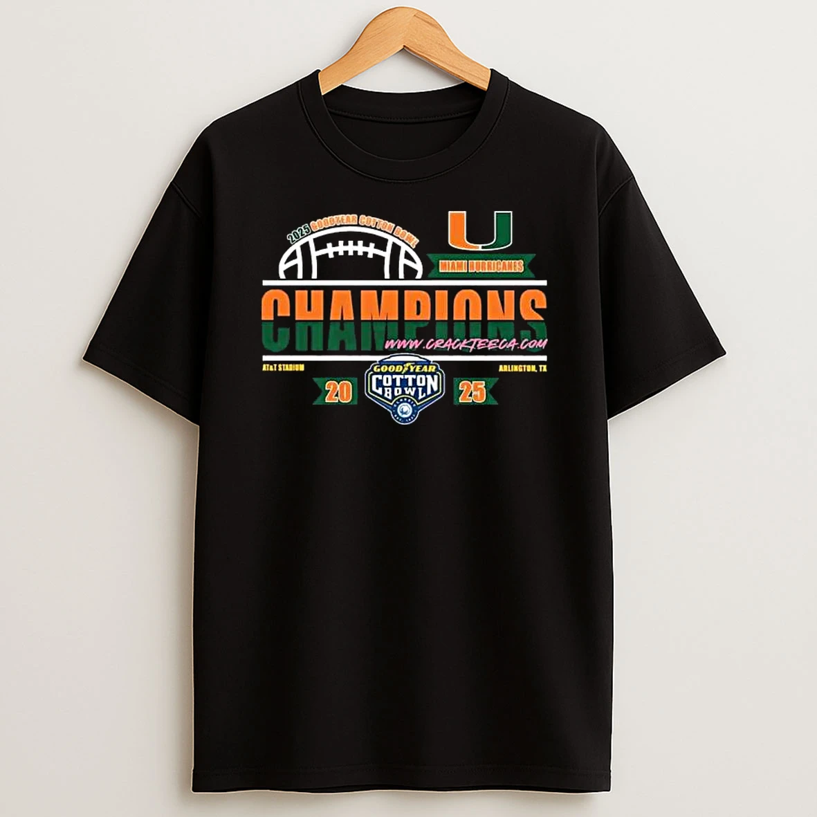 Miami Hurricanes 2025 Cfp Goodyear Cotton Bowl Champions Locker Room T Shirt