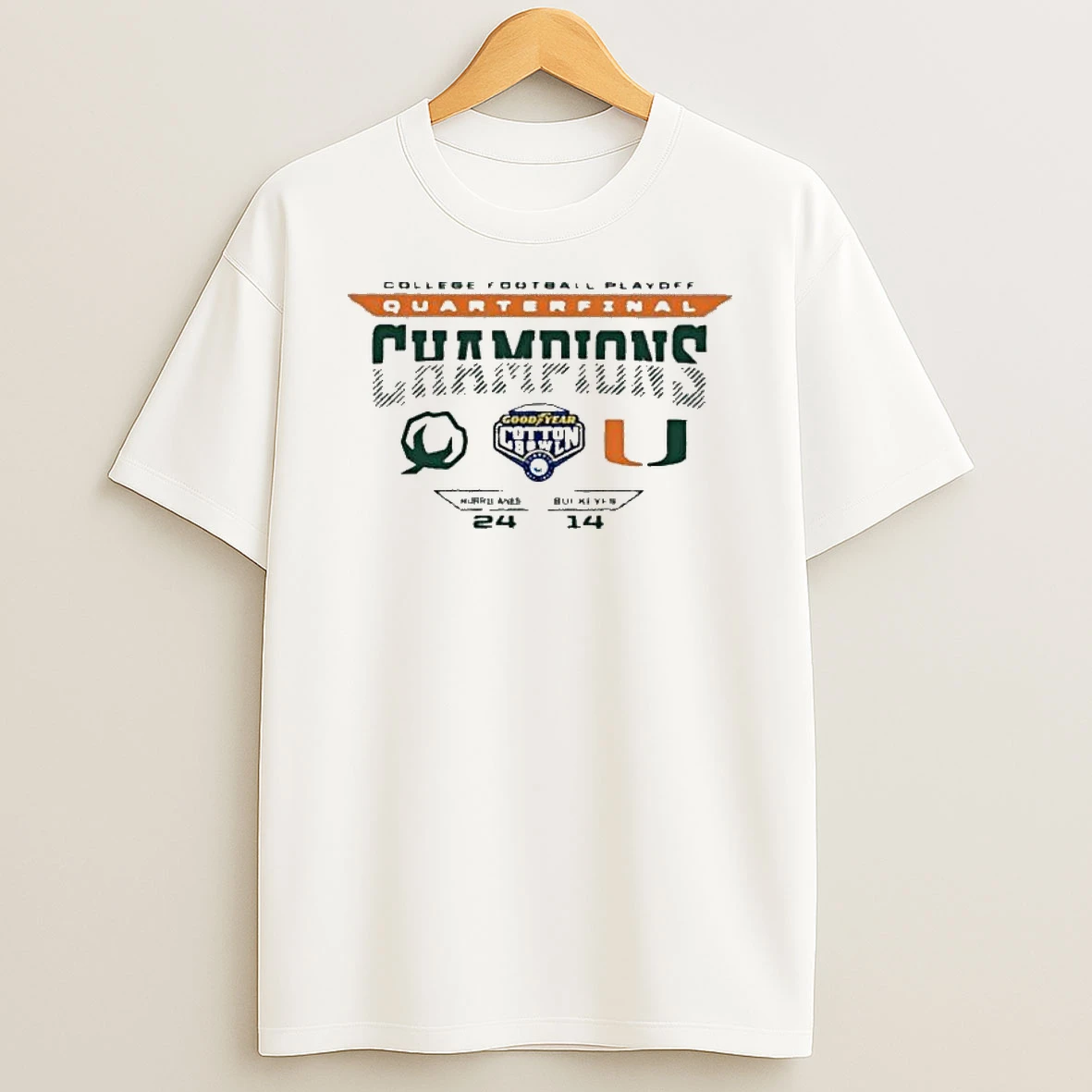 Miami Hurricanes 2025 Cfp Quarterfinal Goodyear Cotton Bowl Champions T Shirt