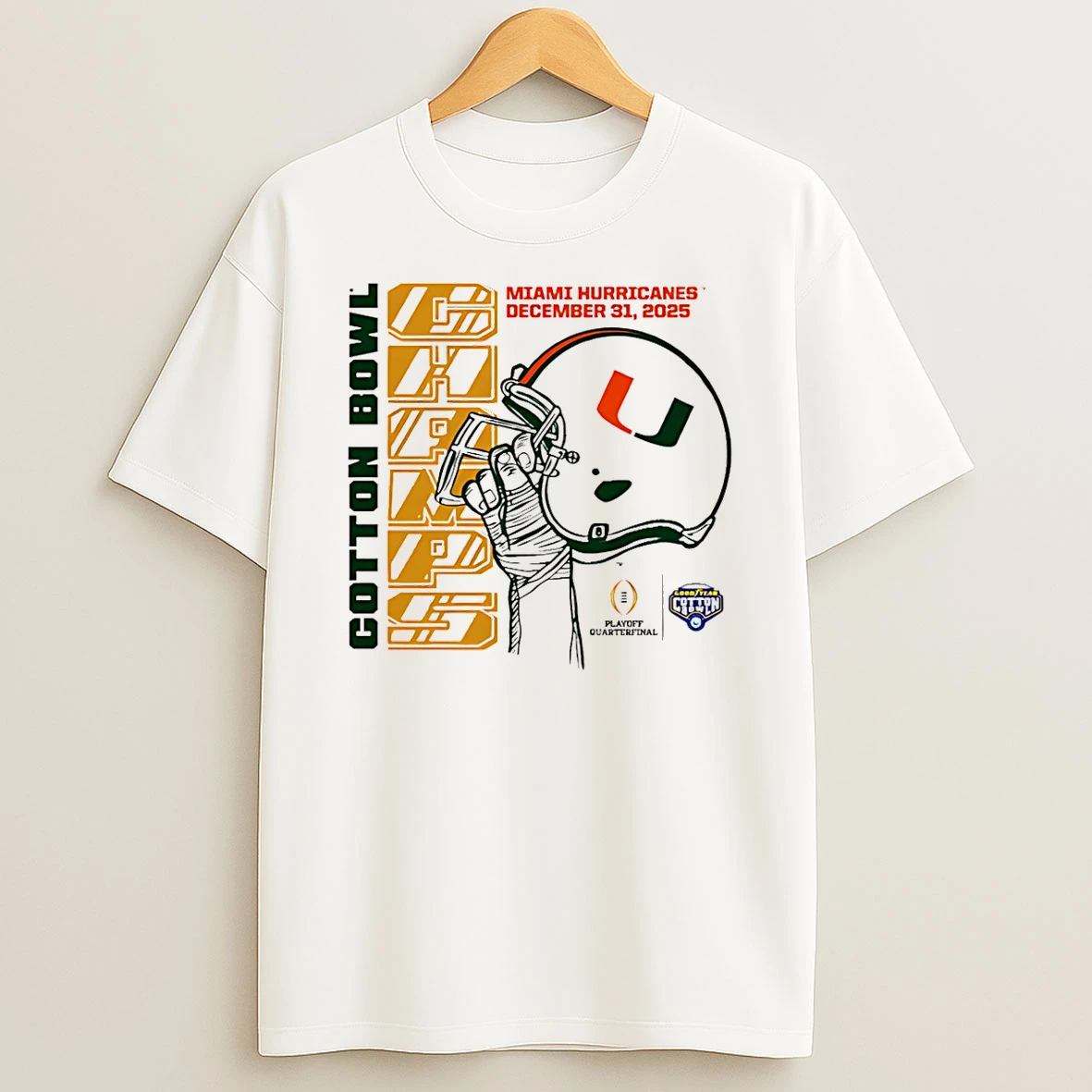 Miami Hurricanes 2025 Cotton Bowl Champions Helmet T Shirt