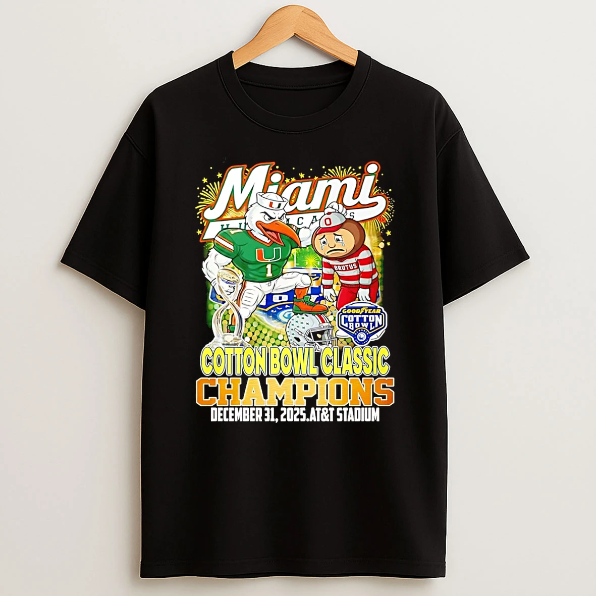 Miami Hurricanes 2025 Cotton Bowl Classic Champions Mascot T Shirt