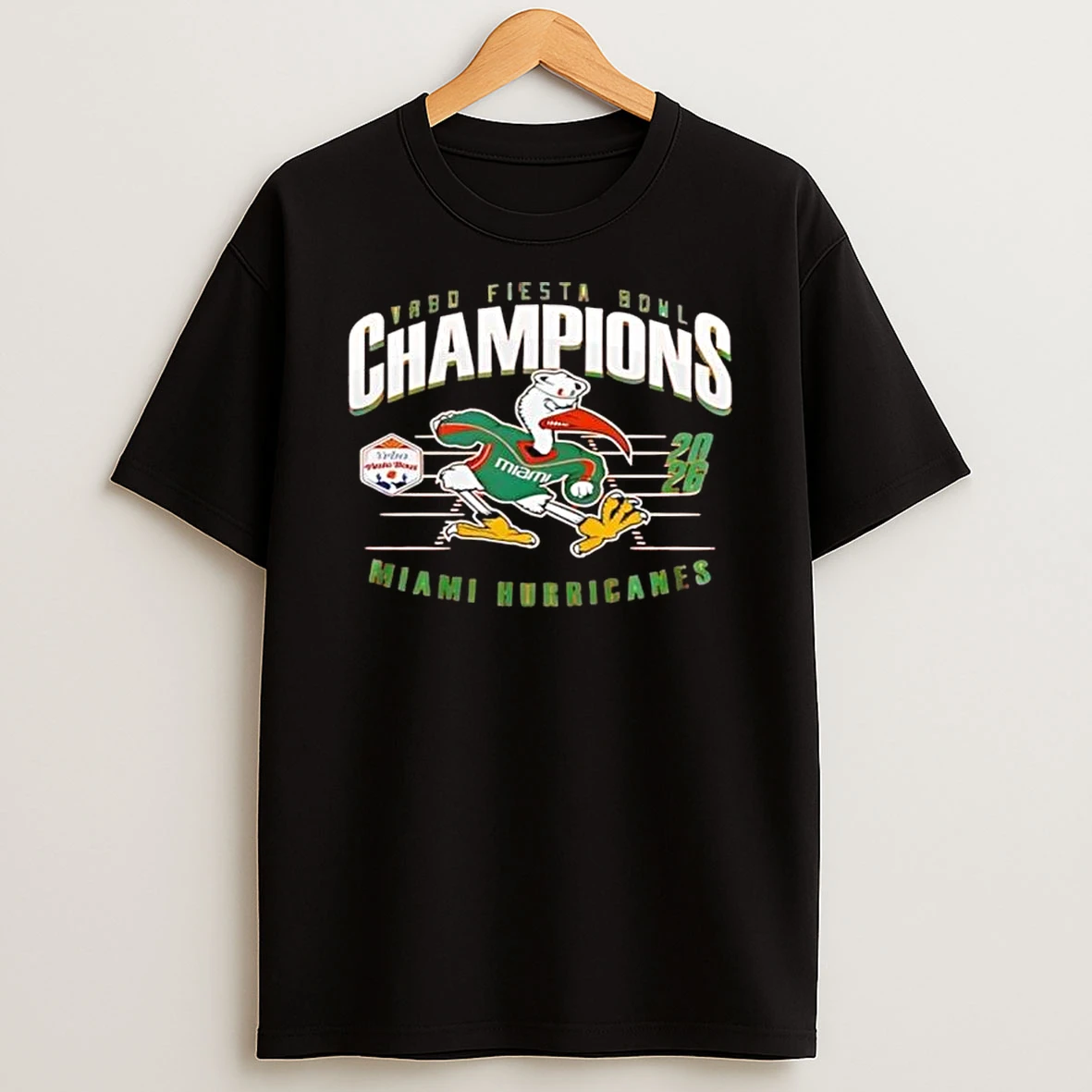 Miami Hurricanes 2026 Fiesta Bowl Champions Mascot T Shirt