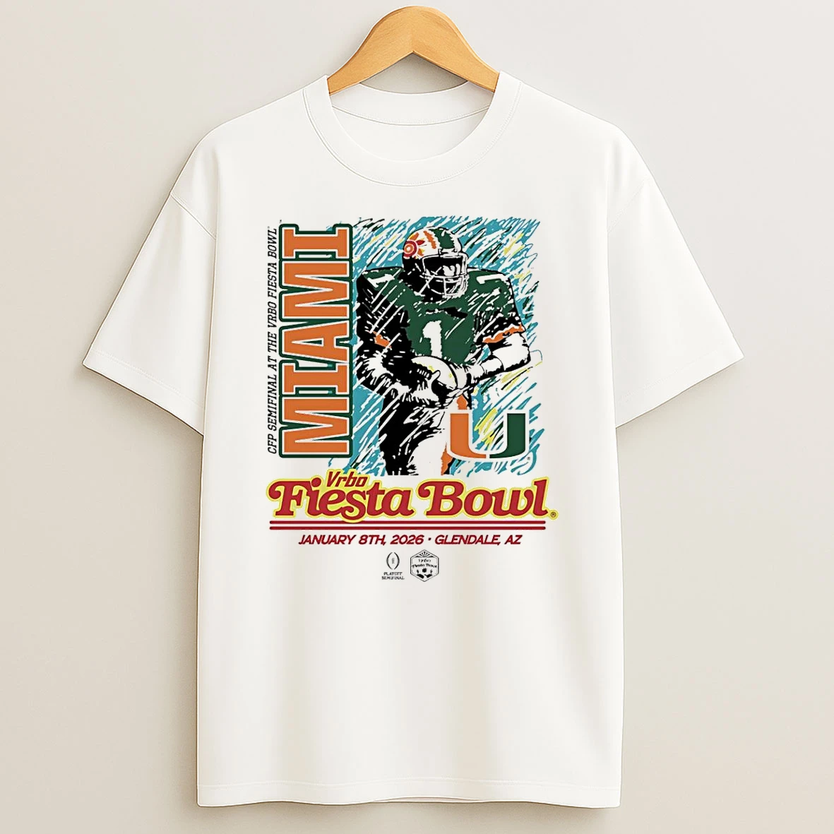 Miami Hurricanes 2026 Vrbo Fiesta Bowl Cfp Semifinal Graphic T Shirt